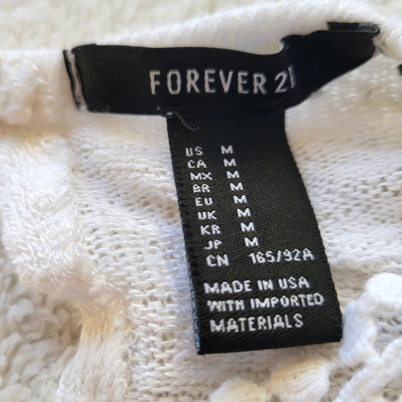 White Crochet Sweater Semi Sheer Tunic  Lace Forever 21 M - Picture 5 of 5